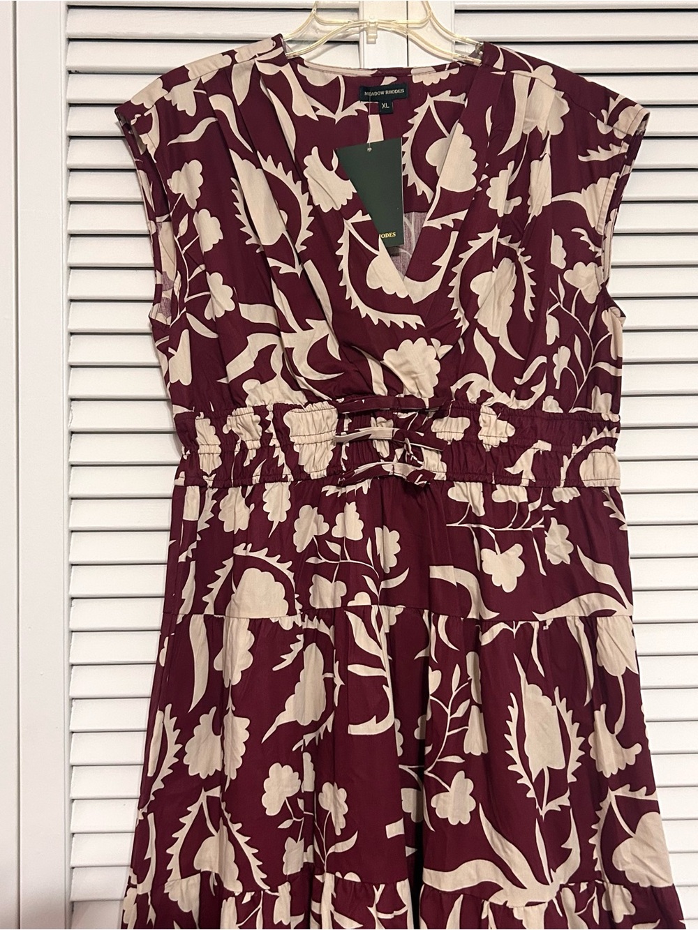 Anthropologie maxi burgundy dress smocked fall cottage romantic vintage NWT XL - Picture 3 of 10